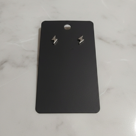 Silver Lightning Bolt Earrings - Picture 2 of 3